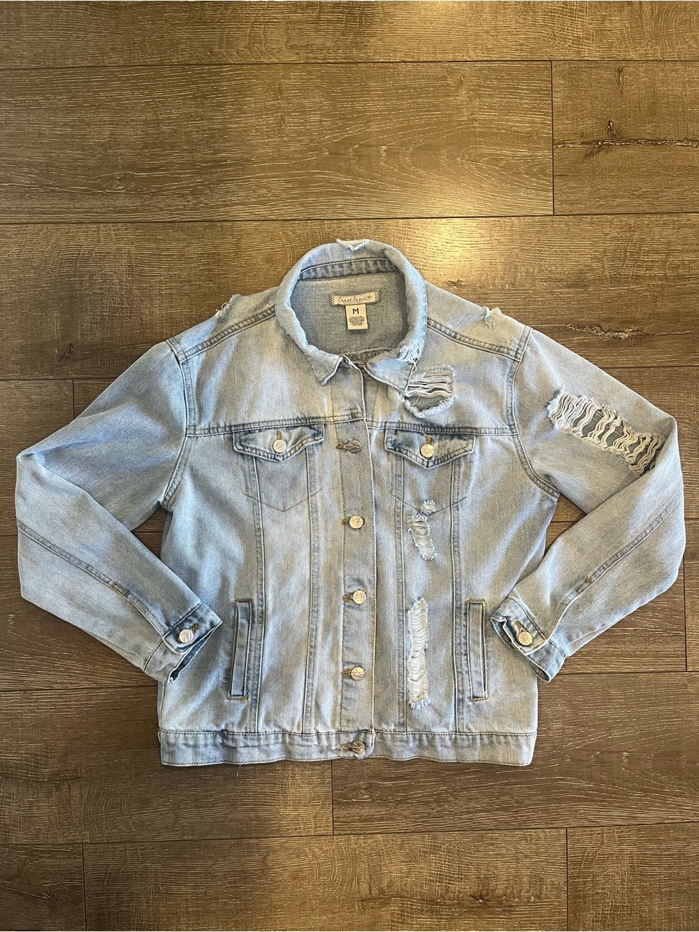 Crave Fame by Almost Famous Light Wash Distressed Denim Jean Jacket